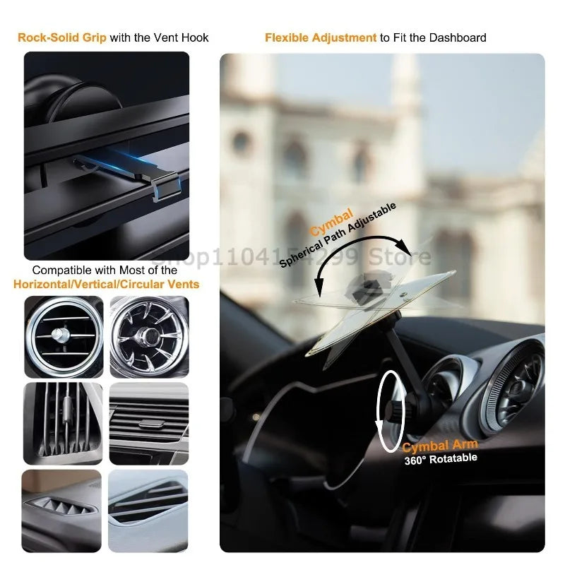 A mini drum and cymbal vent decoration for a car interior, featuring a rock-solid grip and flexible adjustment.
