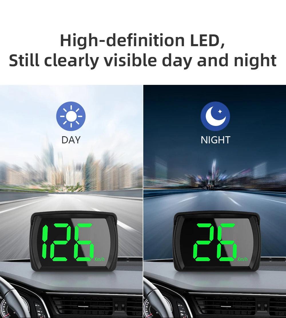 A car dashboard showing a high-definition LED speedometer displaying 126 km/h, demonstrating clear visibility during day and 