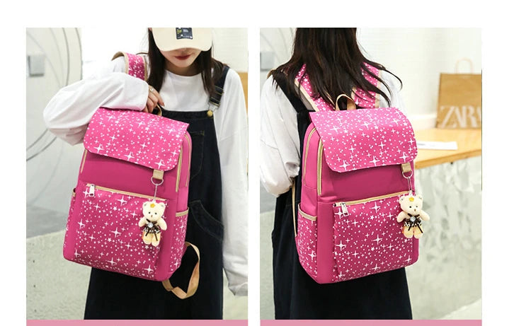3-Piece Canvas Backpack Set for School
