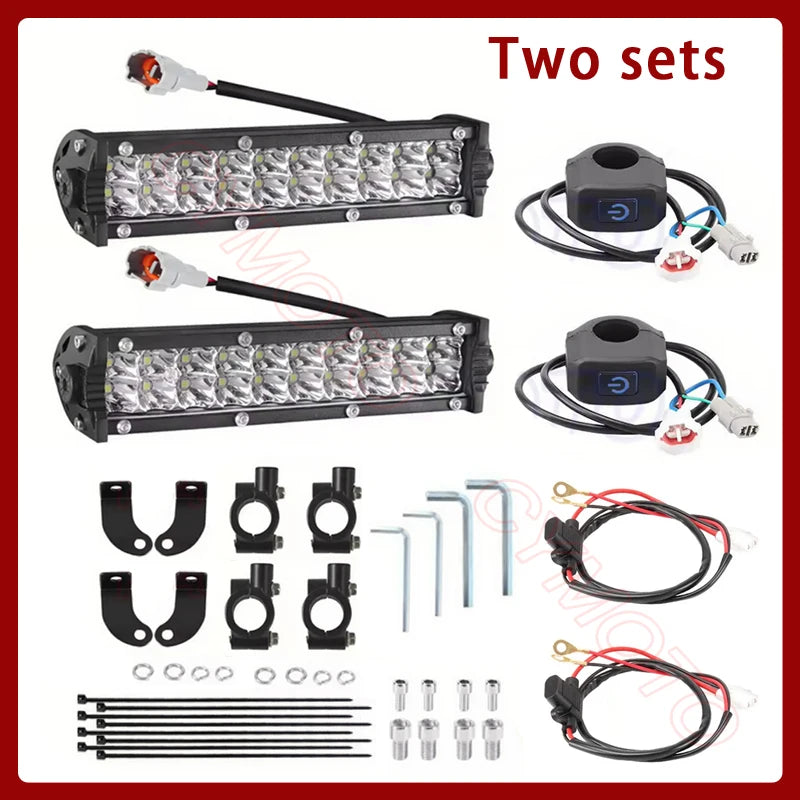 Motorcycle LED Headlight with Light Bar and On-Off Switch