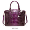 Vintage Croc-Embossed Structured Satchel Handbag