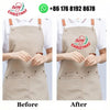 Before and after comparison of a beige cotton canvas apron with multiple pockets
