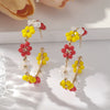 Pendientes Gota de Girasol con Cuentas Estilo Bohemio