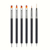 A set of professional dual-ended nail art brushes with black handles and orange tips.