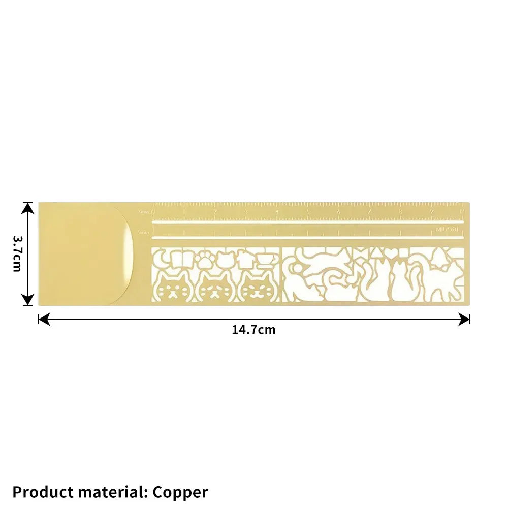 Kawaii Cat Design Metal Ruler and Bookmark