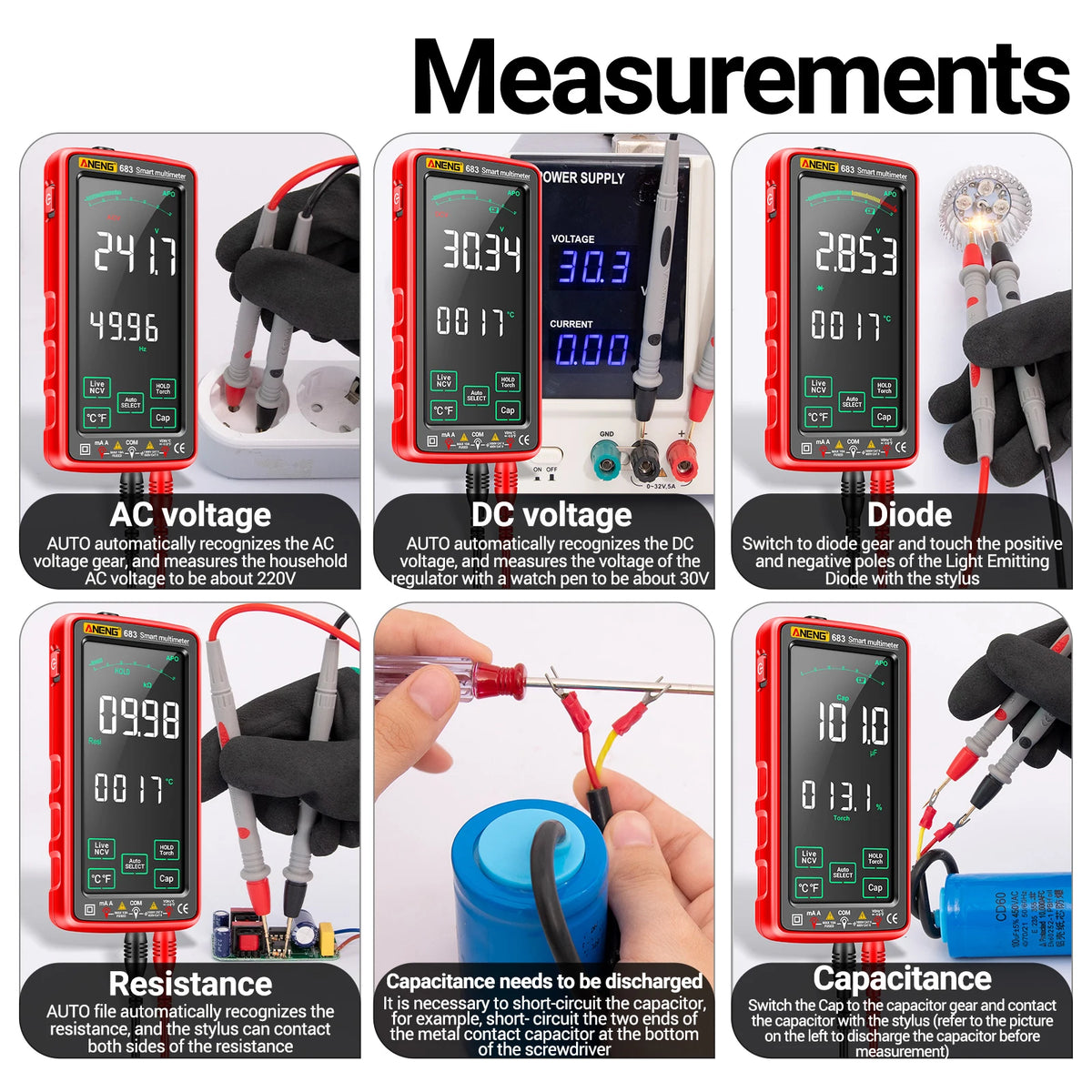 Professional 6000-Count Digital Multimeter with NCV Detection and Rechargeable Battery