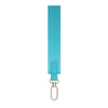 A teal nylon wristlet keychain strap with a metal clasp.