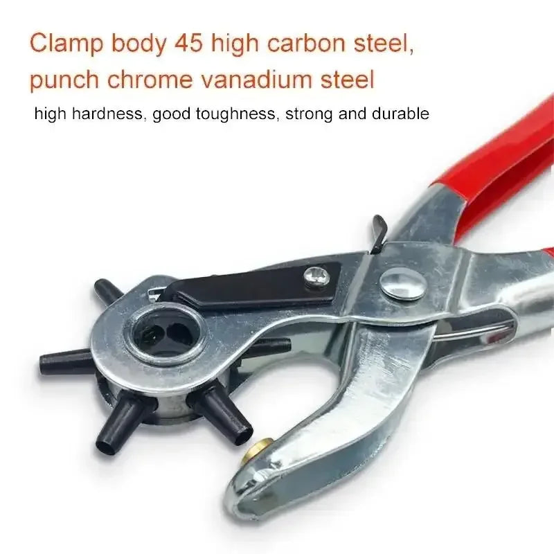 Rotary Leather Hole Punch Pliers - 6 Interchangeable Sizes