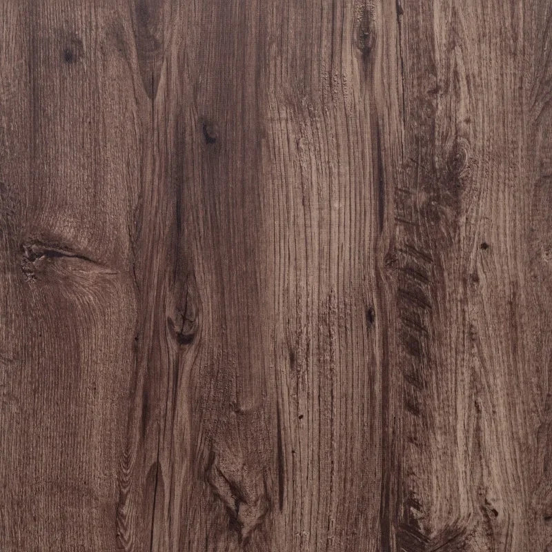 Close-up view of dark brown wood grain flooring tiles with visible texture and natural imperfections.