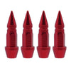 A set of five red universal bullet head screws for tires and valves.