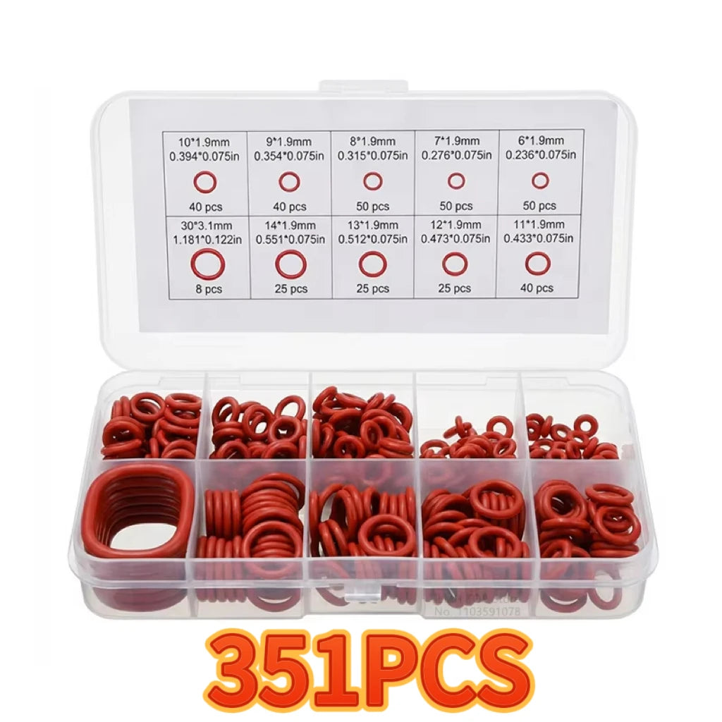 Silicone O-Ring Assortment Kit for Plumbing, Auto Repair, and Sealing Applications