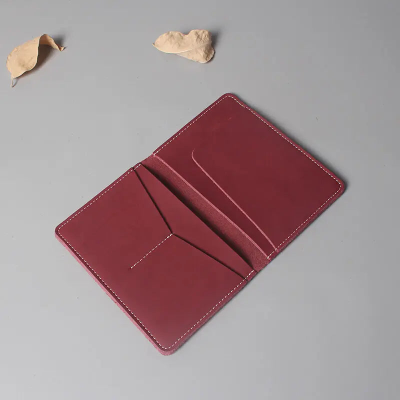 Genuine Leather Passport Holder with Card Slots