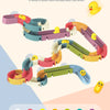 A set of colorful bath time duck slide toys in various pastel colors for toddlers.
