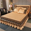 Crystal Velvet Gold Lace Bed Skirt with Anti-Slip Base