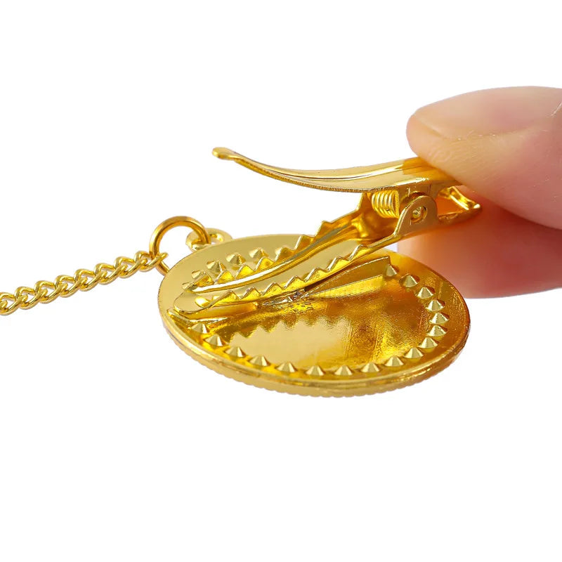 Gold-toned crystal rhinestone pacifier chain clip set with silicone nipple