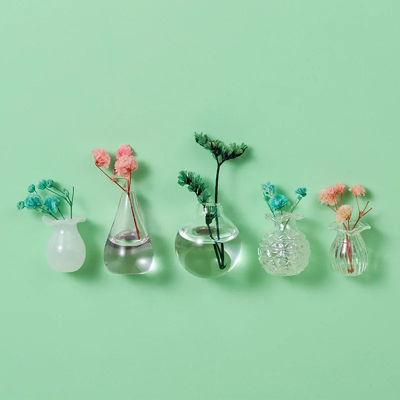 Mini Ceramic Vase Fridge Magnet with Artificial Flower Holder
