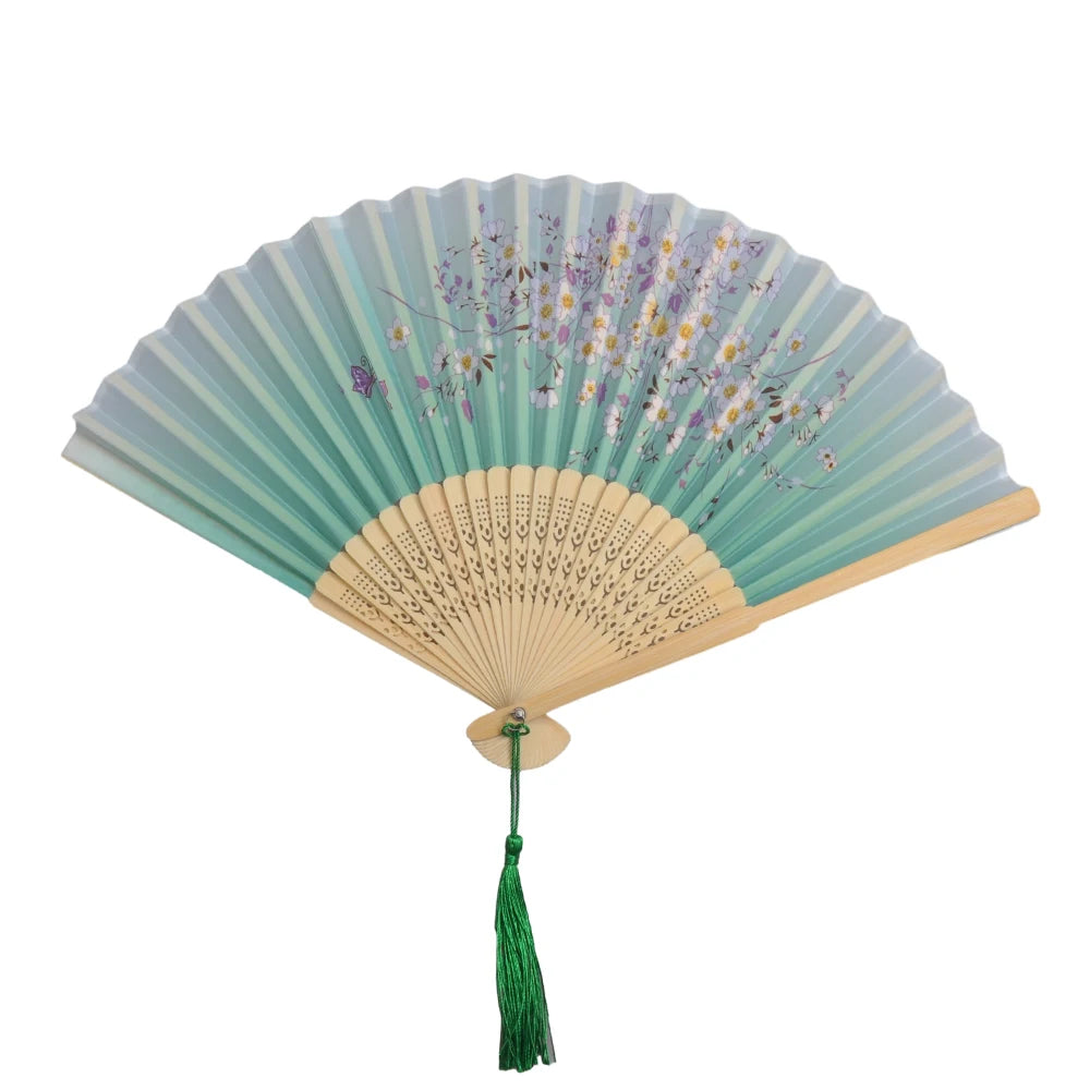 Traditional Folding Hand Fan with Bamboo Frame