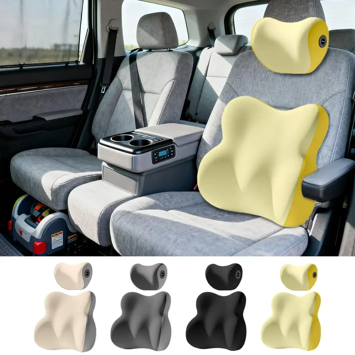 Memory Foam Car Neck & Lumbar Support Cushion Set