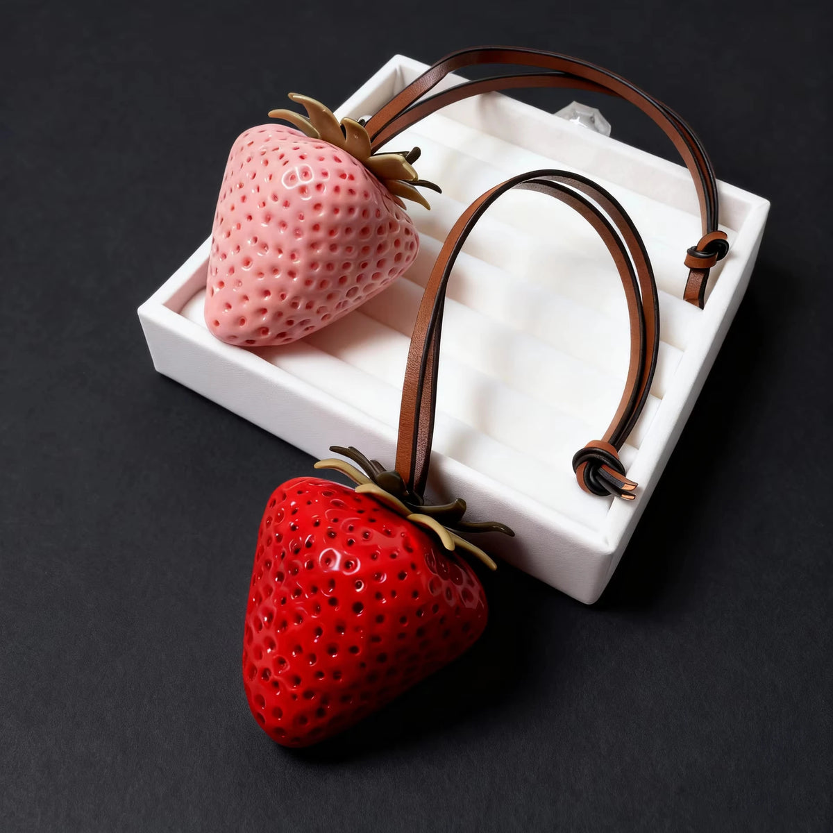 3D Strawberry Bag Charm Keychain