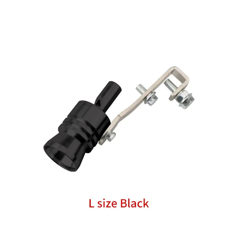Black L size exhaust turbine whistle with mounting hardware
