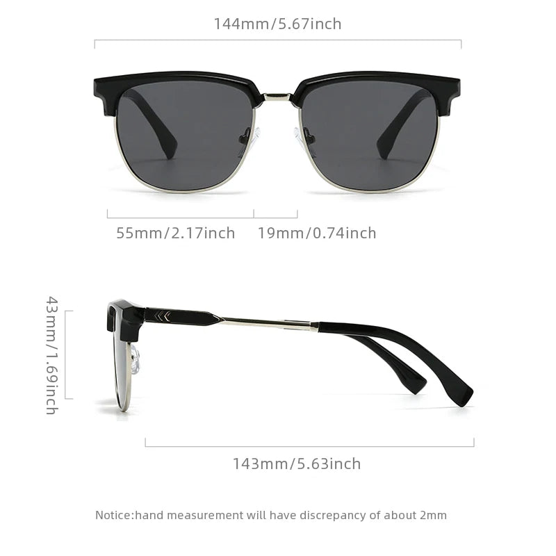 Lunettes de soleil rétro à monture demi-cadre