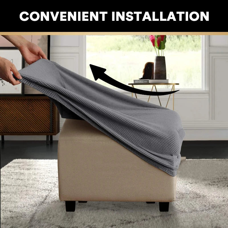 Stretchable Jacquard Footrest Ottoman Cover