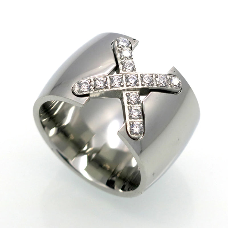 Gold Pave CZ Cross Ring