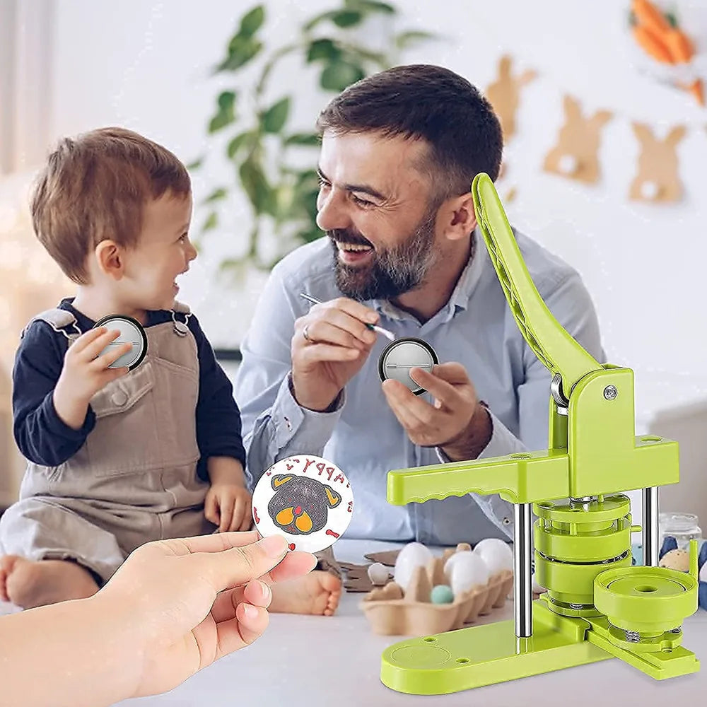 DIY Pin Button Maker Machine Kit with 100 Button Parts and Circle Cutter