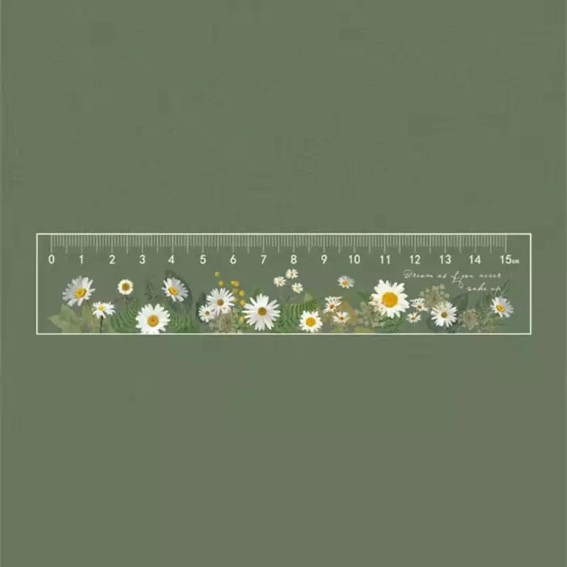 15cm Floral Design Ruler - Daisy & Rose Pattern Measuring Tool