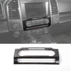 Carbon fiber grain center console trim cover for Ford F-150 vehicle interior.