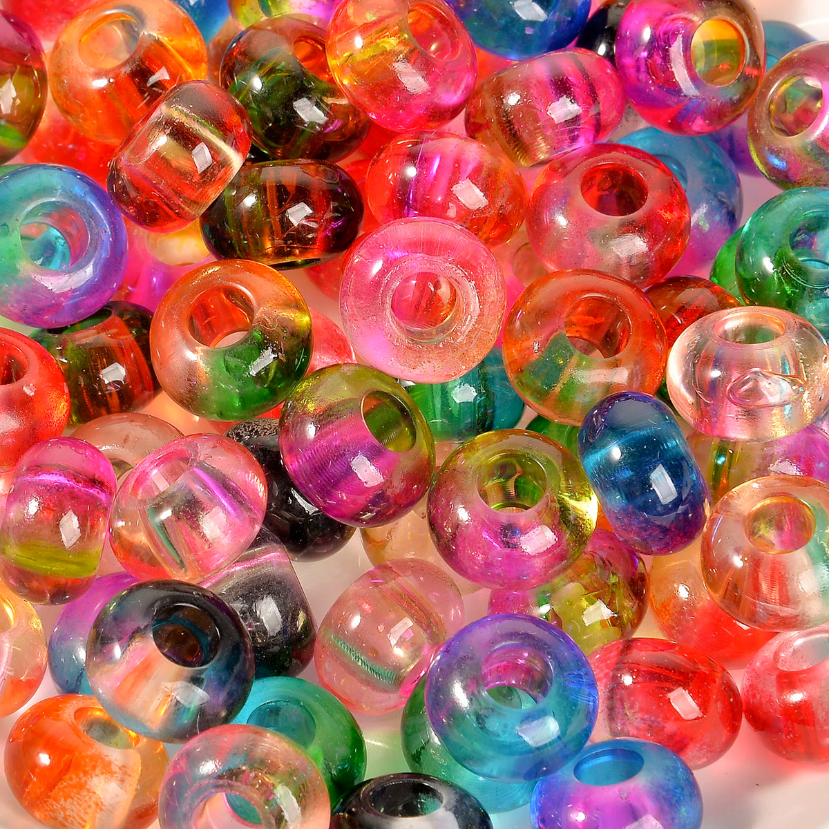 Mixed Rainbow Resin Spacer Beads for Jewelry Making