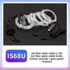 A roll of 3m fiber optic cable and a 1m fiber optic cable shown with a smartphone for context.