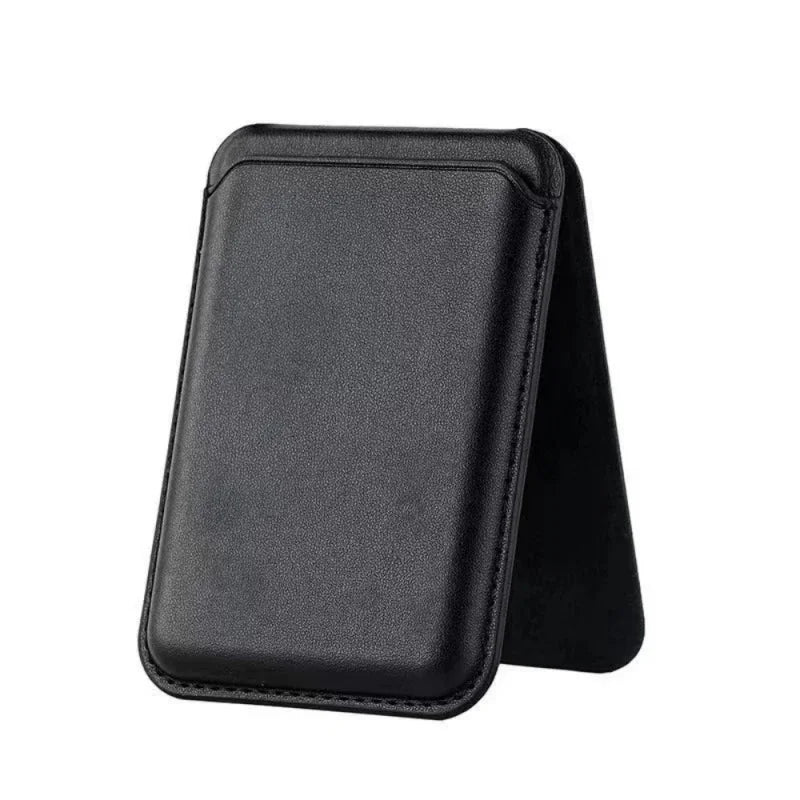 Black magnetic leather wallet case with kickstand for iPhone models