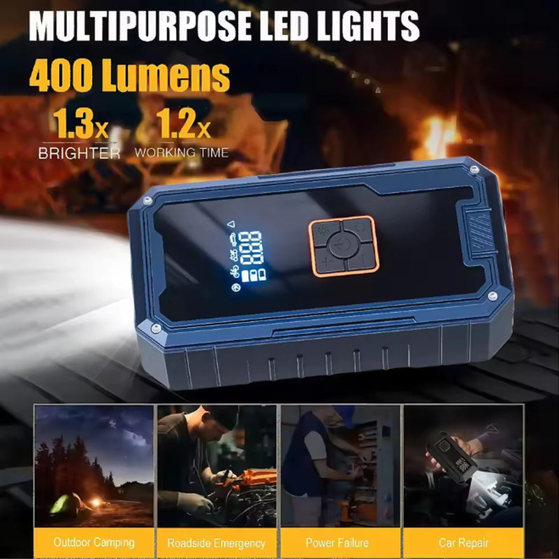 Portable Car Jump Starter with Air Pump & Power Bank