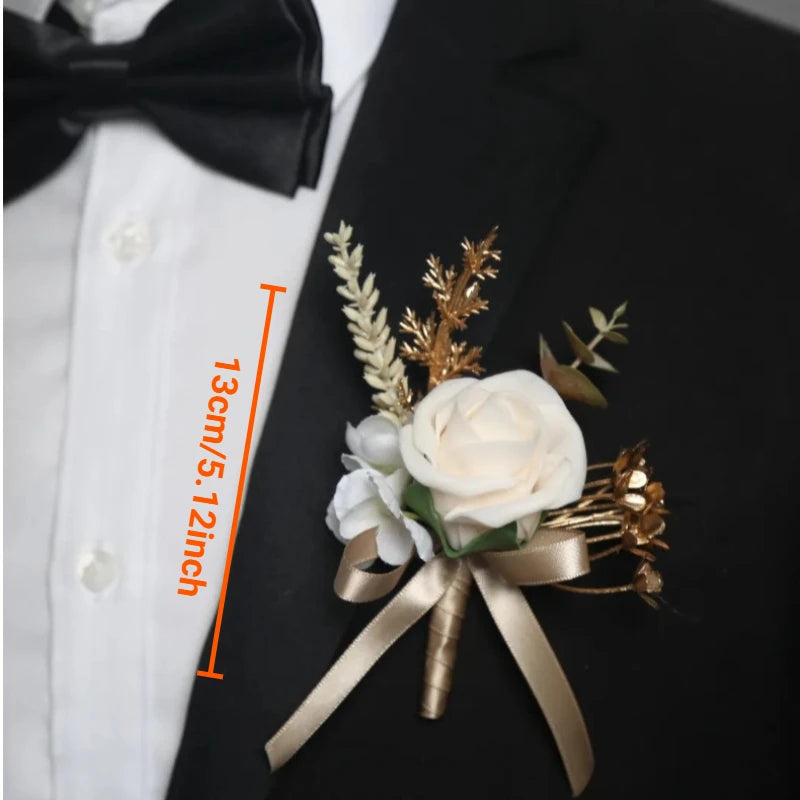 Champagne Ivory Artificial Rose Wedding Bouquet