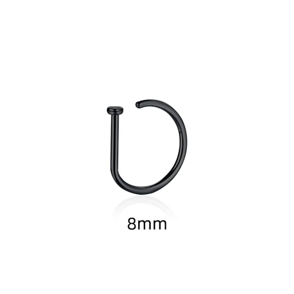 A black non-piercing septum clip with an 8mm size.