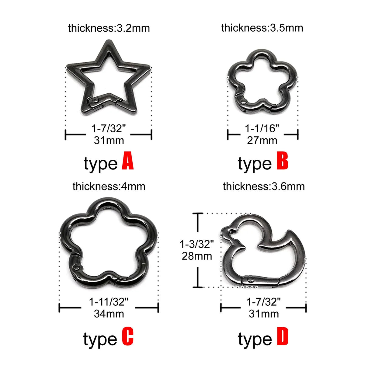 Star-Shaped Zinc Alloy Carabiner Clip for Bags and Belts