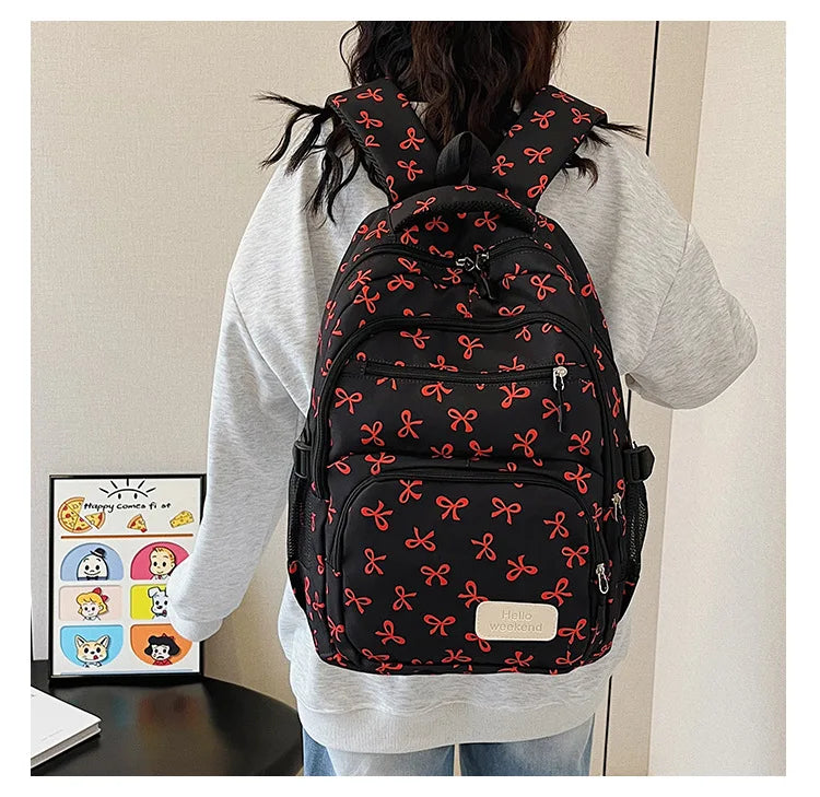 Korean Fashion Bow Print Backpack