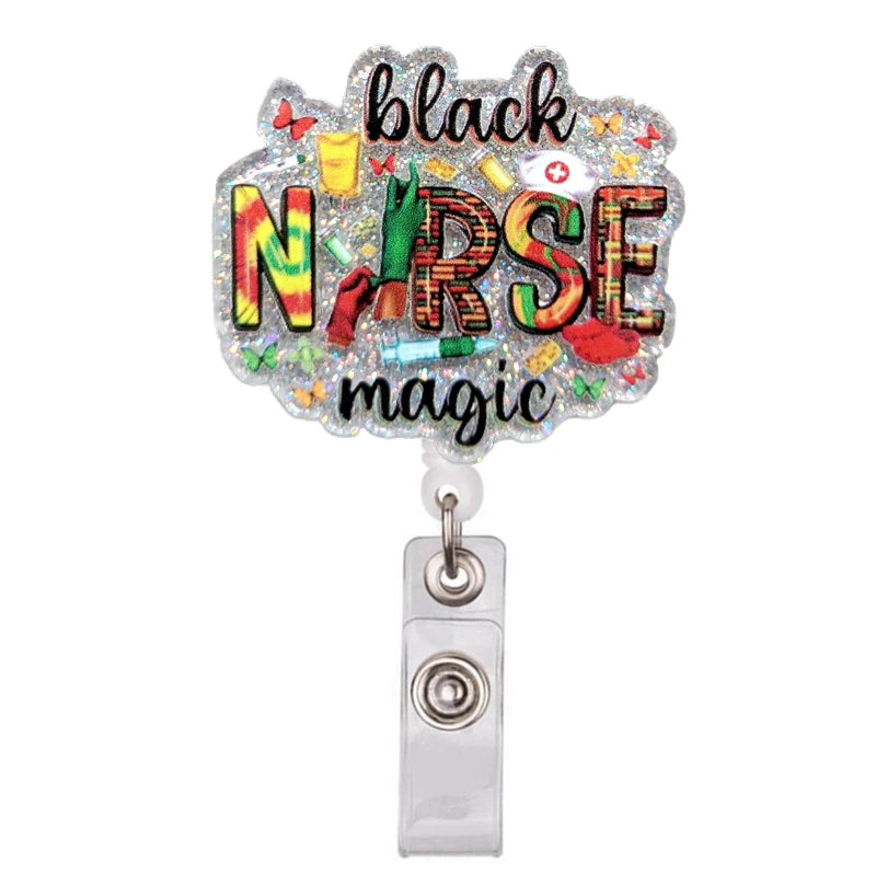 Glitter Acrylic Retractable ID Badge Reel