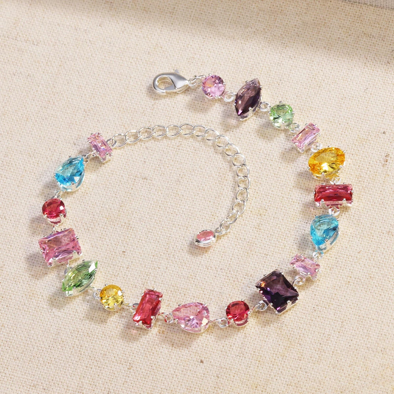 Colorful Crystal Choker Necklace with Gold Plating