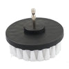 A black drill brush cleaning set with a metal attachment for tiles, bathroom, or car cleaning.