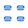 Two blue plastic window switch trim covers for Jeep Wrangler JL and Gladiator JT vehicles
