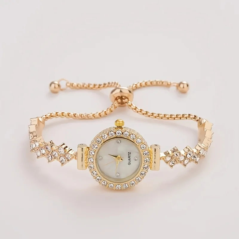 Elegante Quarzuhr mit Gold-Strassarmband