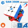 A blue and red GAN 356M Lite version speed cube shown in a three-dimensional perspective.