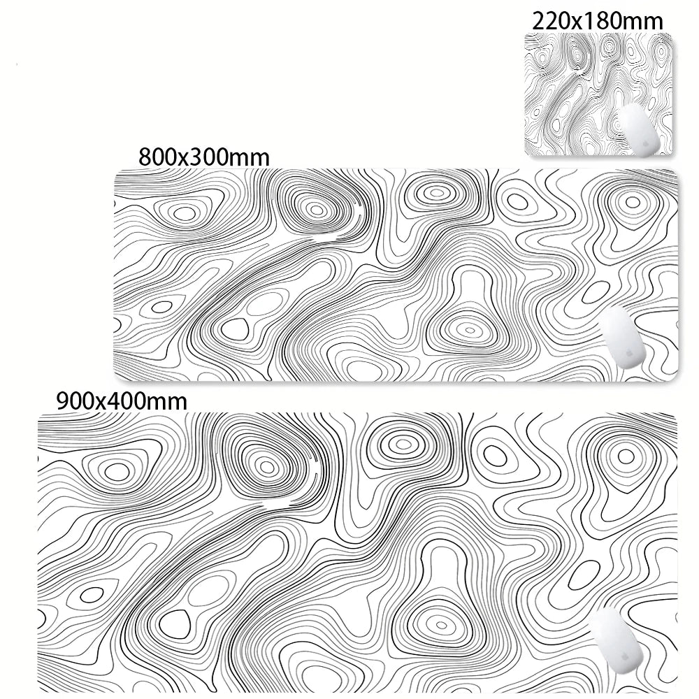 Large Abstract Desk Mat with Stitched Edges