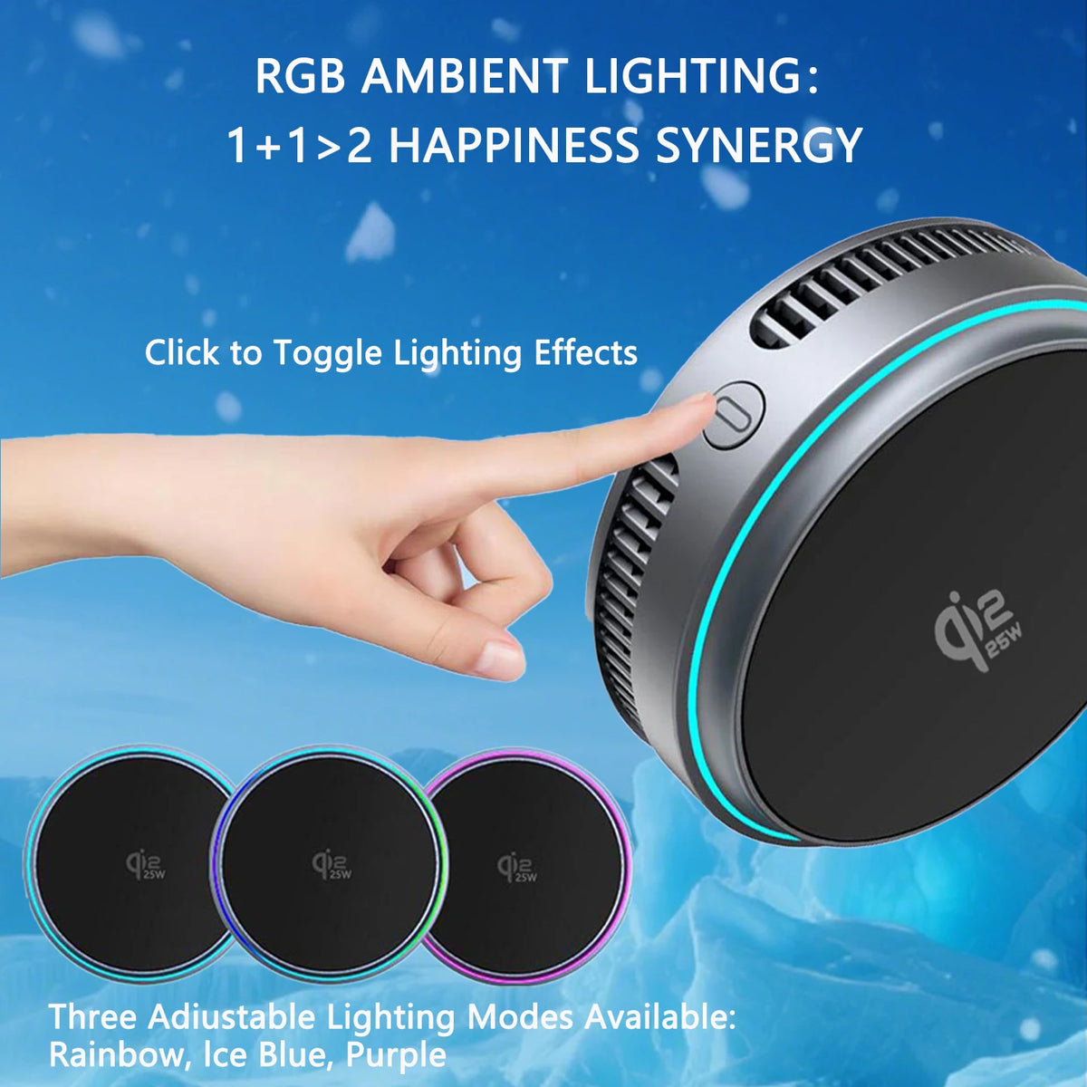 Magnetic Wireless Charger with Semiconductor Cooling and RGB Lights