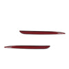 A pair of red rear bumper reflector light covers for a Chrysler 300 vehicle.