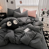 Solid Black Microfiber Duvet Cover Set with Pillowcases