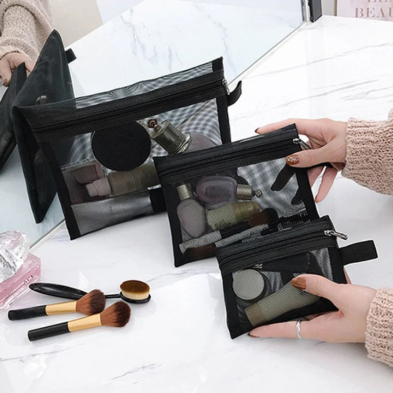 Breathable Mesh Makeup Bag Organizer - Multi-Purpose Travel Toiletry Pouch