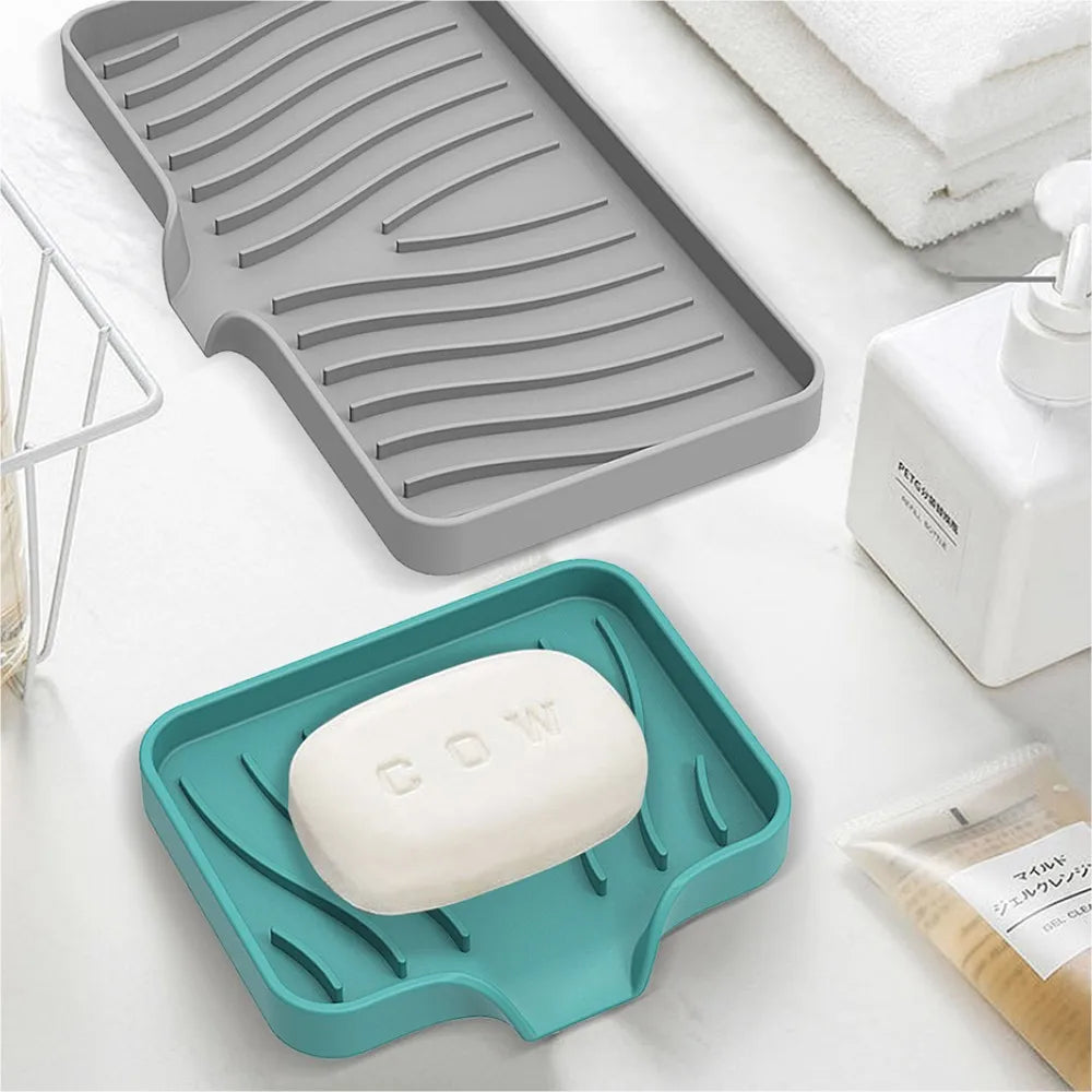 Silicone Drain Soap Dish with Anti-Slip Base